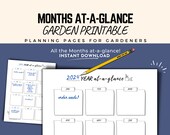 Months At-A-Glance Calendar Garden Planner Printable Digital Download Garden Yearly Overview