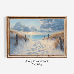 Gulf Coast Sunset Wall Art, Beach Path Painting, Florida Coastal Printable, Panoramic Ocean Art, Beach House Digital Download 361