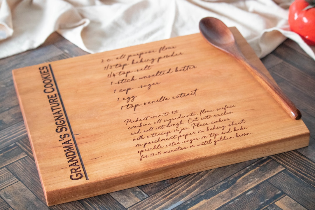 Personalized Handwritten Recipe Engraved Cutting Board for Nana, Custom