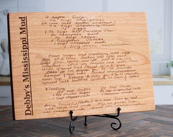 Custom Handwritten Recipe Cutting board, Grandma&#39;s Handwriting, Engraved Recipe Keepsake, Christmas Gift for Mom,