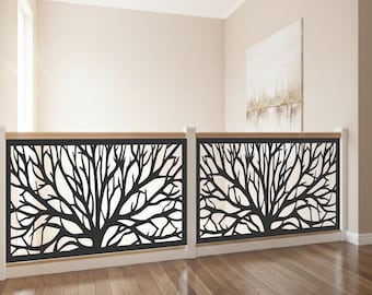 Barandilla de aluminio cortada a láser – Modelo Árbol A | Barandilla de escalera moderna y panel de privacidad exterior a medida