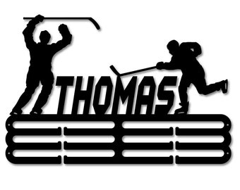 Hockey Medal Holder / Guys 2 / Medal Rack / Personalized / Wall Art / Birthday Gifts / Christmas Gifts / Sport /