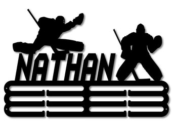 Hockey Medal Holder / Goalie Medal Holder / Medal Rack / Personalized / Wall Art / Birthday Gifts / Christmas Gifts / Sport /