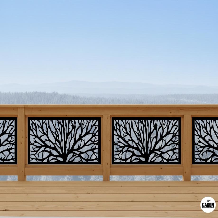Laser-cut Aluminum Railing – Tree A Model | Modern Stair Railing and ...