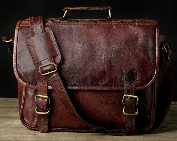 Leather Messenger Bag for Men Women 16 Inch Leather Laptop | Etsy