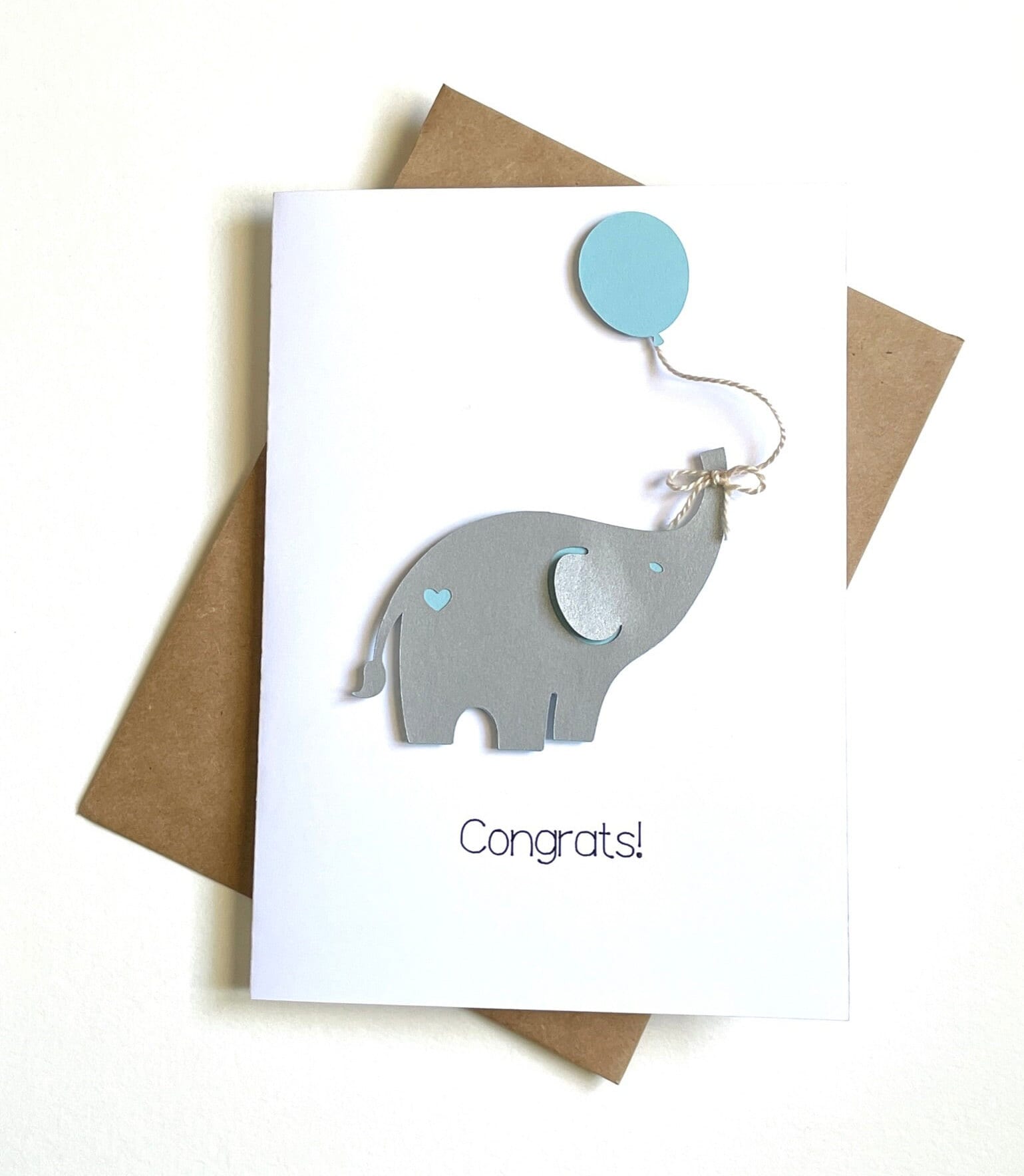 Handmade Wildlife Greetings Card - Congrats Elephants Handmade Wildlife Greetings Card - Congrats Elephants