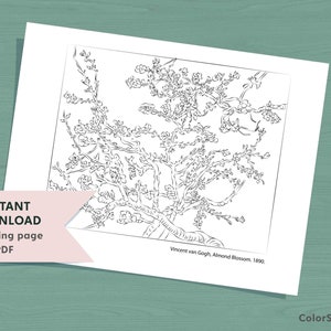 Van Gogh målarbild med mandelblommor | Utskrivbar bild (PDF)