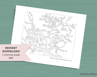 Van Gogh Almond Blossom Coloring Page | Printable Art (PDF)