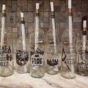 Antorchas de patio con botellas