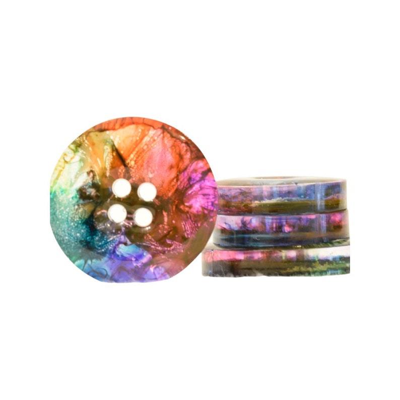 Handmade Watercolour Buttons, Unique Resin Ink Design, Perfect for Crafting & Fashion, Artisanal Gift image 5