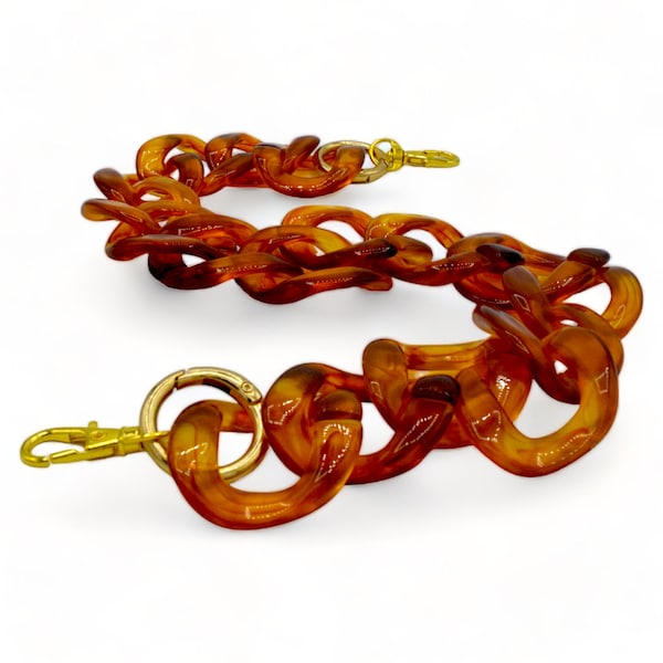 Amber acrylic replacement bag chain- fits most bags- replacement strap- available as clutch or cross over chain