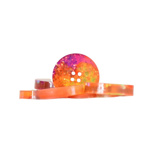 Einzigartige handgemachte Neon Sunset Kunstharz Knöpfe 30, 25, 20mm perfekt für alle Strick und Häkel Projekte