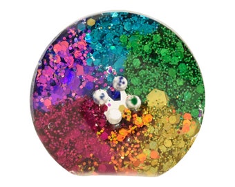 Handmade Rainbow glitter buttons 25mm and 30mm