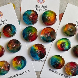 Handmade Watercolour Buttons, Unique Resin Ink Design, Perfect for Crafting & Fashion, Artisanal Gift image 2