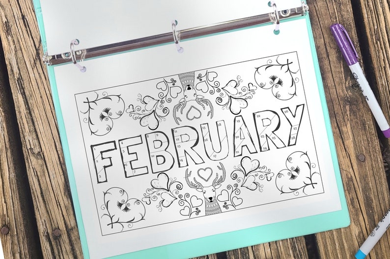FEBRUARY Habit Tracker Coloring Page Printable - Etsy