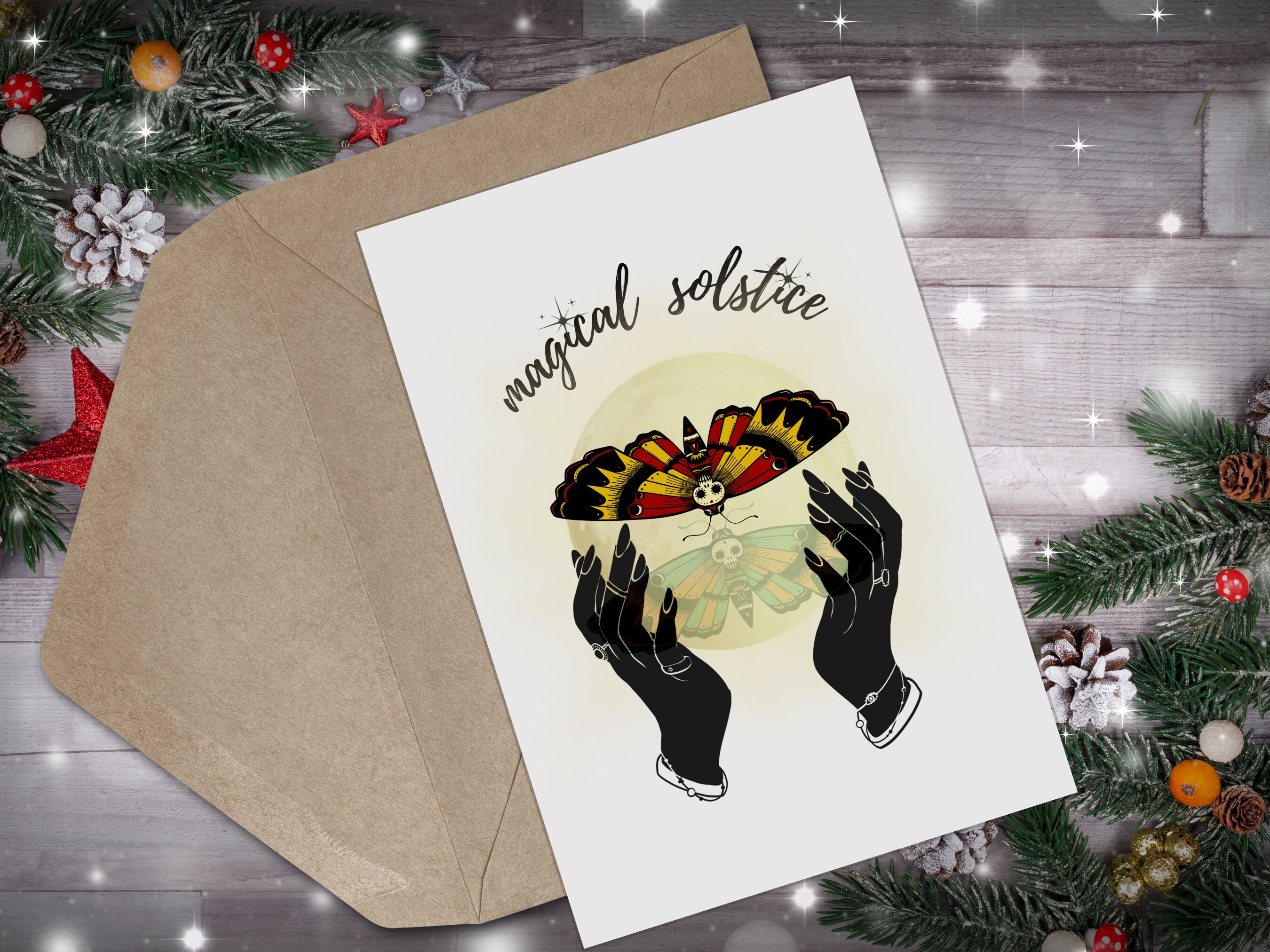 Printable Magical Winter Solstice Card Pagan Yule Greeting - Etsy