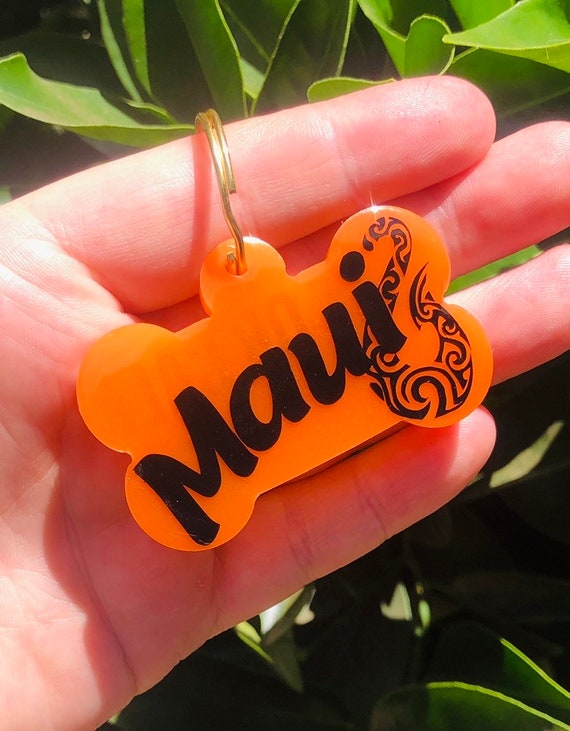 Maui Custom Dog Name Tag Resin Pet Tags ID Personalized Etsy
