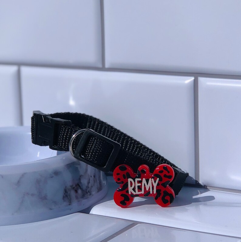 Cheetah Print Custom Dog Name Tag Resin Pet Tags ID Etsy Singapore