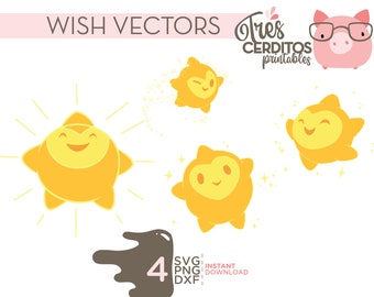 4 Wish Star Svg Png Dxf Images, Wish vector Printable Digital, wish png, vector files wish STAR, INSTANT download