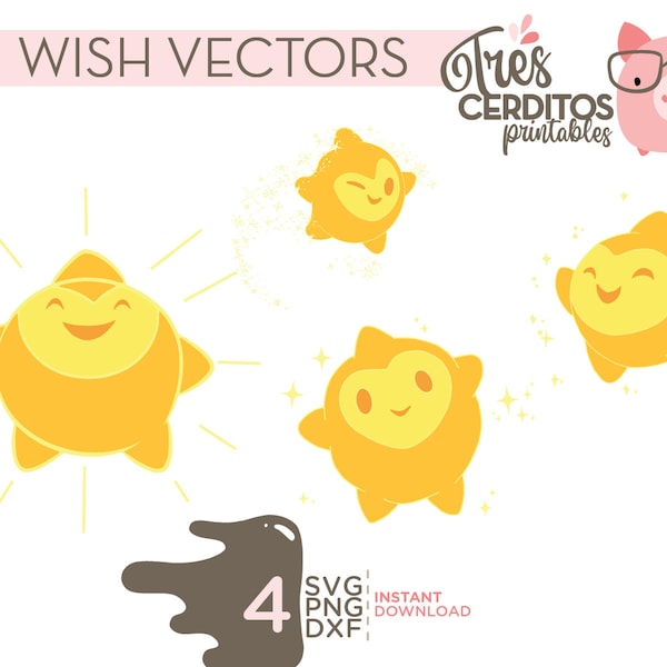 4 Wish Star Svg Png Dxf Images, Wish vector Printable Digital, wish png, vector files wish STAR, INSTANT download