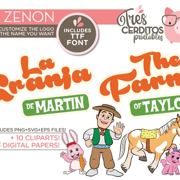 La Granja de Zenon custom logo, Zenon Farm inspired logo customizable name and ttf font, ideal Transfer sublimation design INSTANT download