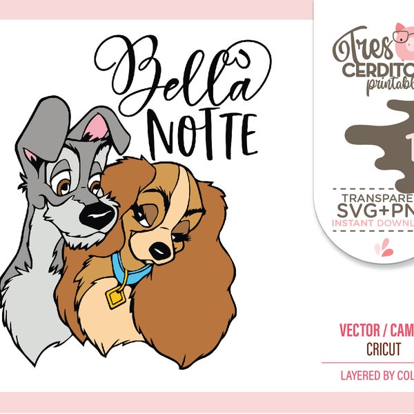 1 Lady and The Tramp SVG, EPS, PNG, Lady and the Tramp, Themed Centerpieces, T Shirt , Digital Download, Scrapbook, Instant Download