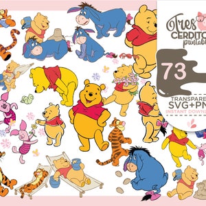 73 Winnie the Pooh SVG, Winnie design Birthday cricut svg files, Winnie svg bundle layered files, instant download