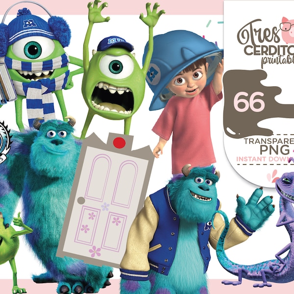 Monsters INC Png Images, Monster inc sullivan mike Birthday Printable Digital, Monsters in university characters png, INSTANT download