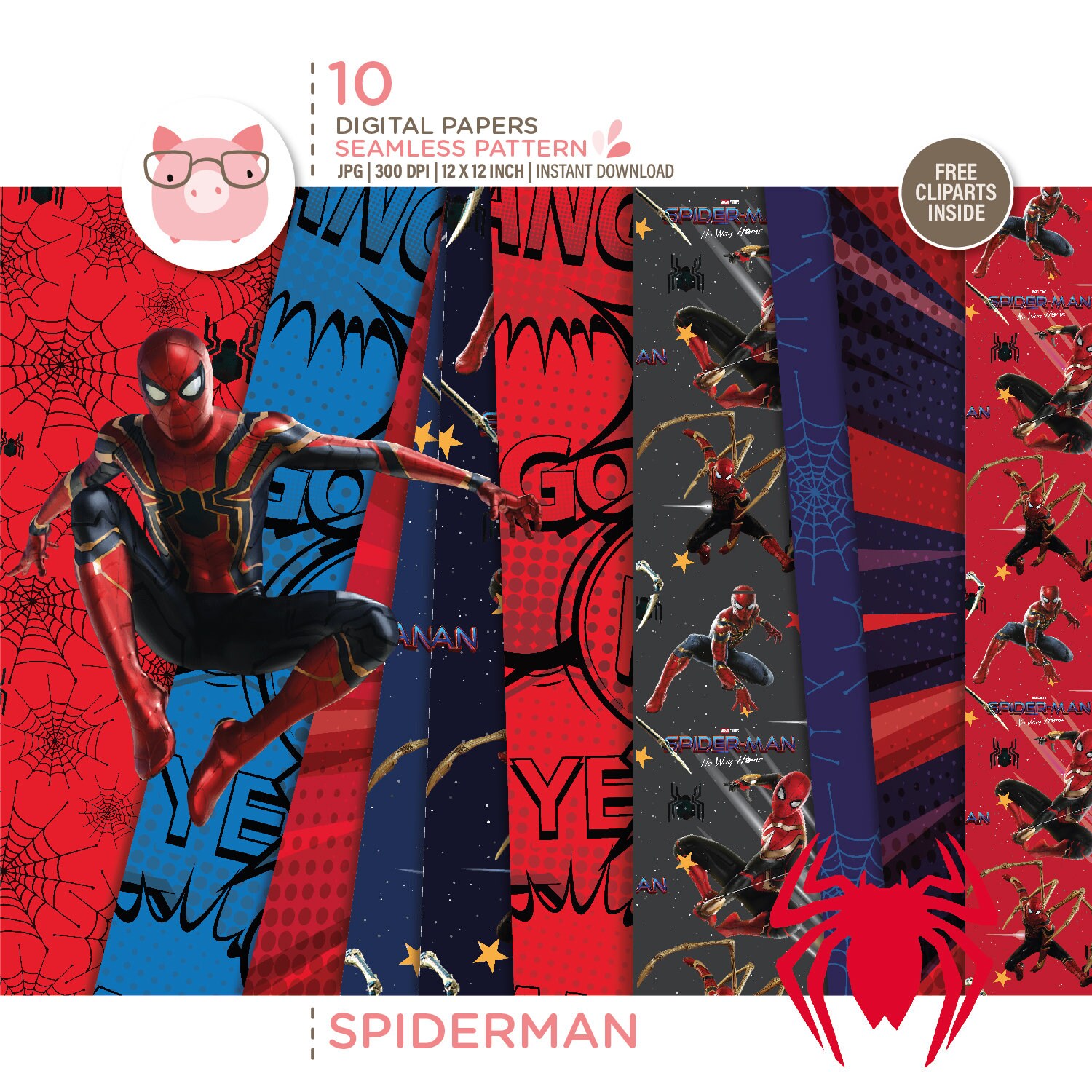 Spiderman 10 Digital Paper & Free PNG Clipart Included, Spiderman Peter ...