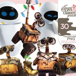 30 Wall E robot Cliparts PNG, Instant Download, Wall e shirt, Wall E birthday, transparent background files