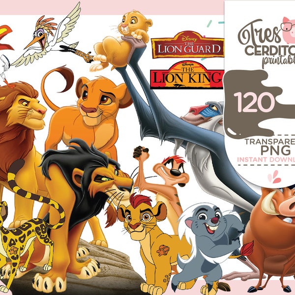 Lion King Lion Guard Png Images, Lion king Birthday Printable Digital, Lion king lion gurad characters png, INSTANT download