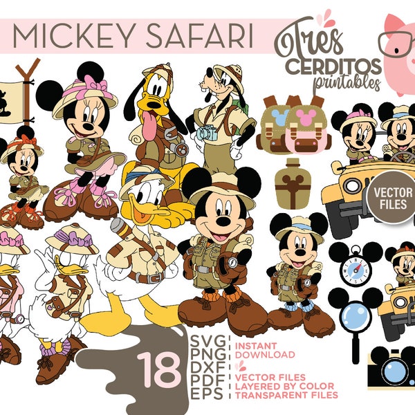 18 mouse Safari friends SVG, EPS, PNG, Mouse friends safari standing characters, Themed Centerpieces, T Shirt, Instant Download, Digital