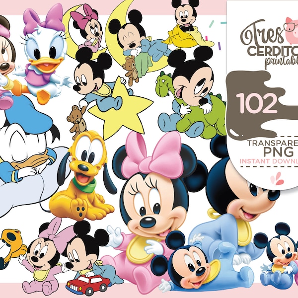 102 mouse Clubhouse Friends Babies PNG Clipart Bundle, Baby mouse Images files PNG transparent, Instant Download,