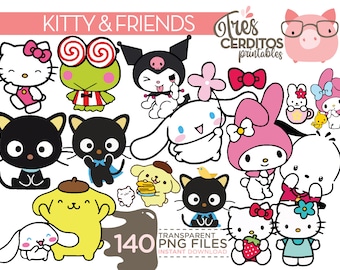 140 Cute Kitty Cat Kawaii Png Images, Kawaii Kitty Girl Birthday Printable Digital, S Rio characters png, INSTANT download
