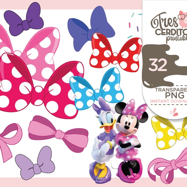 32 mouse Bowtique Png Images, M mouse Daisy bow Printable Digital png Cliparts, files digital INSTANT download