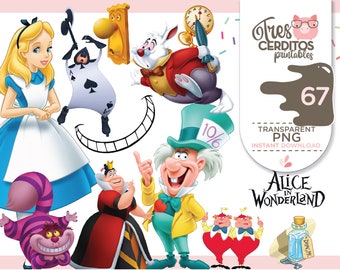 Alice in Wonderland Clipart PNG, Alice scrapbooking – Instant Download, Instand Download