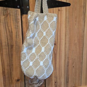 Handmade crochet grocery bag holder