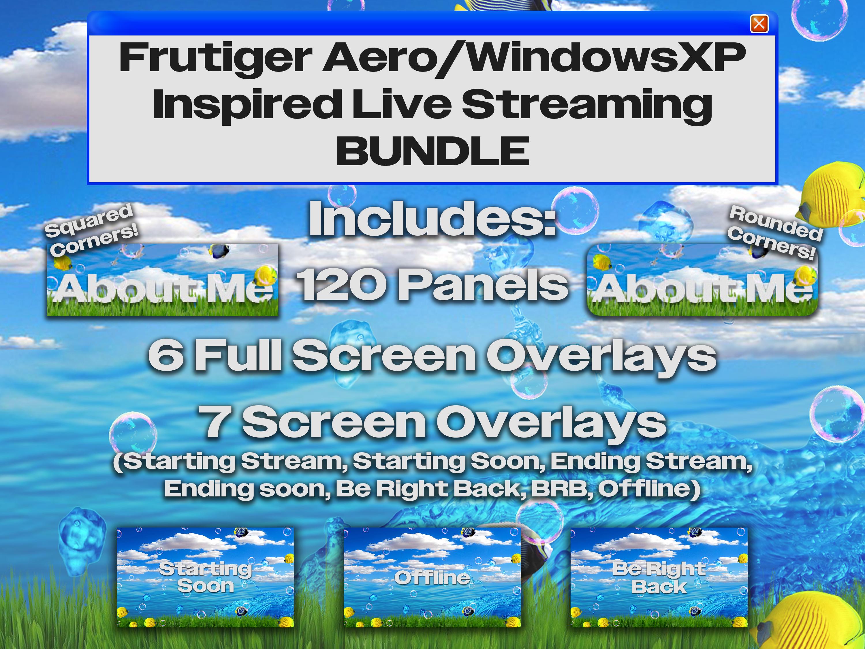 130+ Items! Frutiger Aero/windowsxp Inspired Twitch Stream Bundle