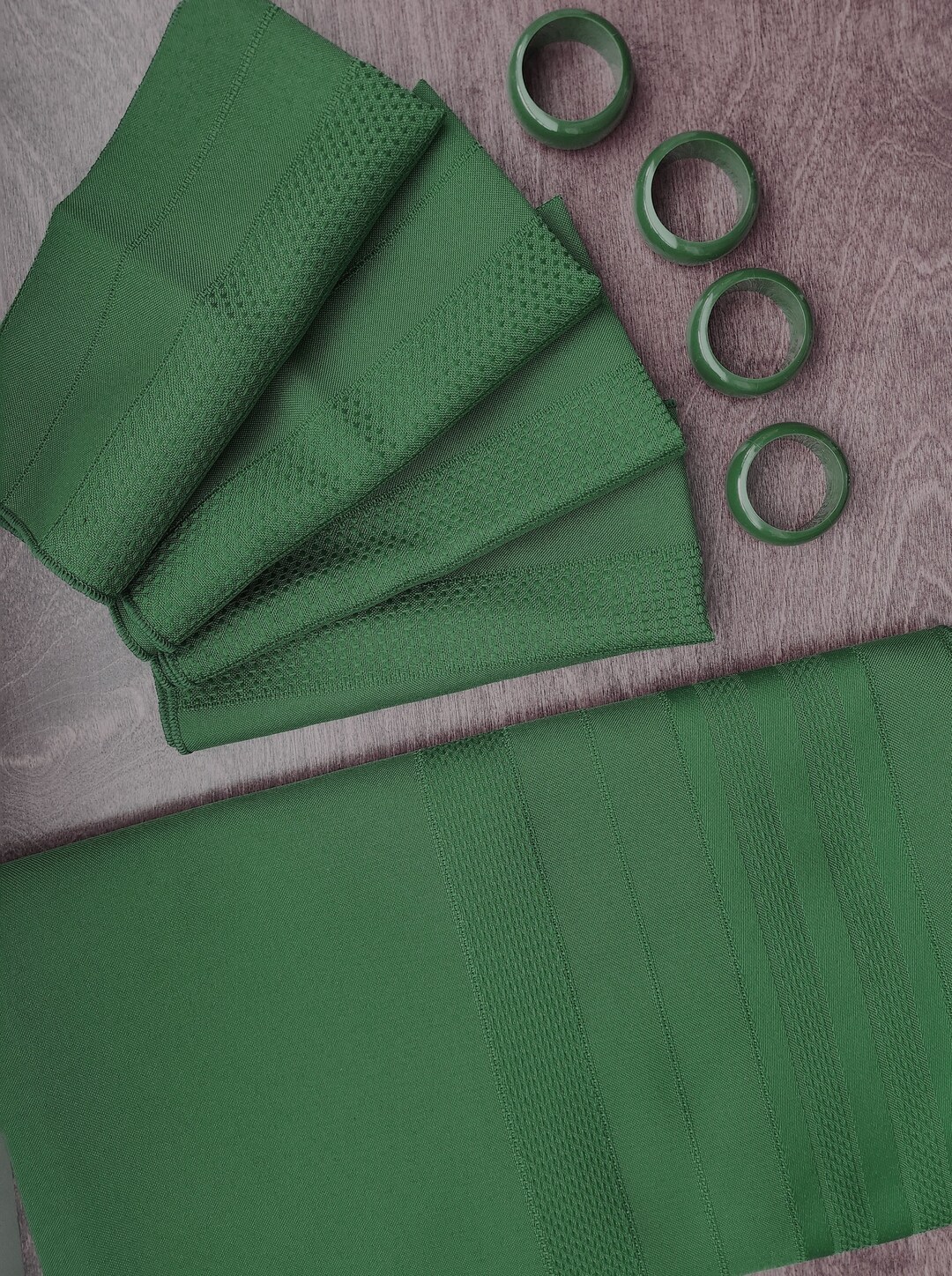 Hunter Green Tablecloth and Napkins 4 Napkin Ring Set Etsy