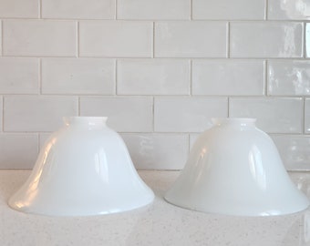 Pair of 1950s milk glass shades, for ceiling lights, pendants or desk lamp, mcm. midcentury, farmhouse, lighting