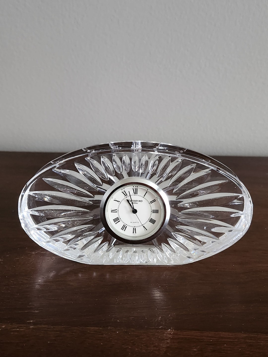 Vintage Crystal Desk Clock, Waterford Crystal, Quartz Clock With Fresh Battery, Home Decor