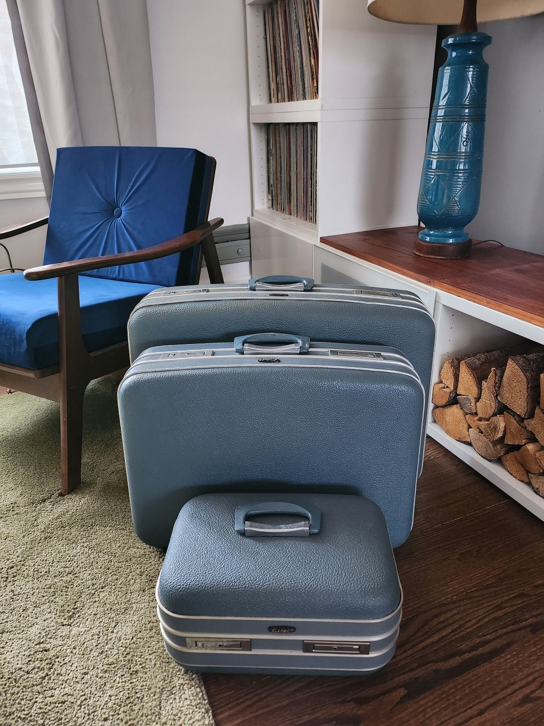 Vintage Suitcase Set Threepiece Edal Hardcase Luggage Set Etsy