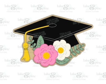 Floral Graduation Cap Cookie Cutter