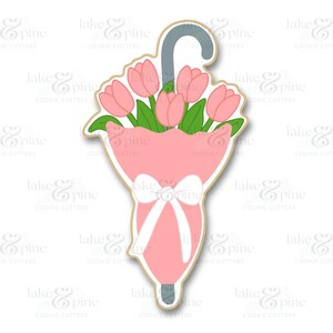 Spring Cookie Cutter, Tulips & Umbrella