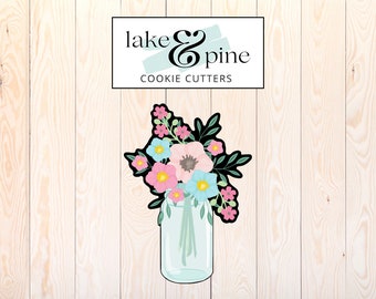 Flowers in Mason Jar Cookie Cutter