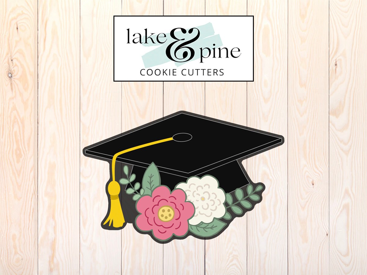 Floral Graduation Cap Cookie Cutter Etsy