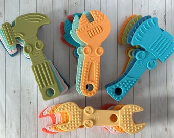 Tool Silicone Teether, Hammer Teether, Axe Teether, Adjustable Wrench Teether, Open-End Wrench, Baby Gift, Baby Shower Gift,