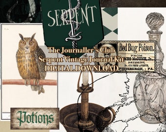 The Journaller's Club Serpent Vintage Journal Kit DIGITAL DOWNLOAD| Printable | Scrapbook | Ephemera