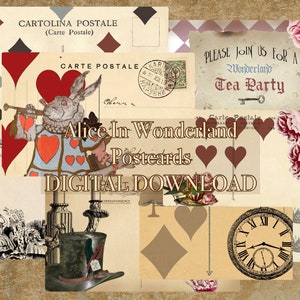 Cartoline di Alice nel paese delle meraviglie DOWNLOAD DIGITALE / Stampabile / Scrapbook / Ephemera