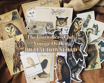 The Journaller's Club Vintage Owl Journal Kit DIGITAL DOWNLOAD| Printable | Scrapbook | Ephemera